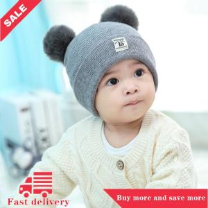 [COD] Mùa Đông Trẻ Em Ấm Bé Dệt Kim Mũ Với Pom Pom Trẻ Em Đan Beanie Mũ Rắn Màu Trẻ Sơ Sinh Hat Cho Bé Trai Cô Gái