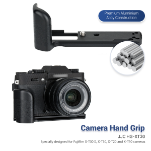 JJC Fuji Metal Camera Hand Grip L-Shape Plate Bracket Handgrip For Fujifilm X-T30III X-T30II X-T30 X-T20 X-T10 Replaces Fujifilm MHG-XT101/4-20 Screw Hole and Built-in Arca Quick Release Design Compatible with Arca-Swiss Tripod Heads