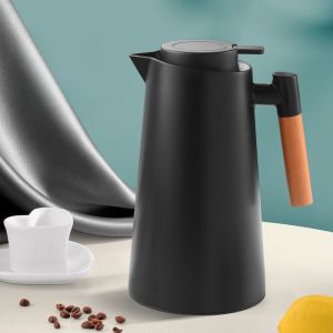 Thermal Flask Thermos for Hot Water Kettle Double-layer Glass Inner Liner 1000ml with Temperature Display 48H Heat Preservation Vacuum Thermal Flask Jug Flask With Wooden Handle Leakproof Insulation Kettle Pot