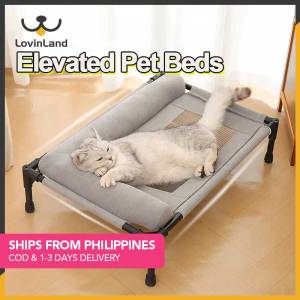 Lovinland Pet Cooling Elevated Dog Bed for Large Dogs Portable Indoor & Outdoor Raised Dog Bed with Breathable Mesh Chew Proof Cots with Removable and Waterproof Bolsters