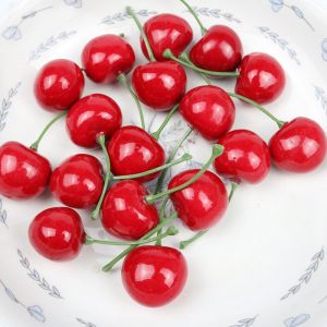 10 Pcs Ceri Palsu Buah Cherry Artificial Foam Buah Cherry Artificial Ceri Plastik Properti Foto Dekorasi Rumah Unik Modern Serbaguna