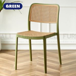 FURNIMALL Rattan PP Chair Kerusi Rotan PP Minimalist Outdoor Chair Stackable Chair Kerusi Cafe Restaurant study chair