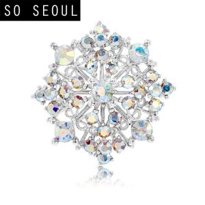 SO SEOUL Julian Vintage Burst Oversized Aurore Boreale Austrian Crystal Rollover Clasp Brooch