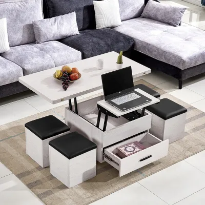Lifting Coffee Table Nordic Simple Multi-Functional Movable Lifting Rental House Coffee Table Small Apartment Coffee Table Rising