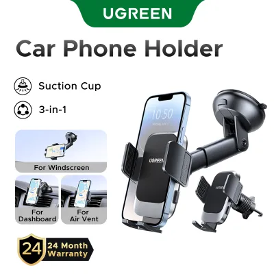 UGREEN 3-in-1 Car Phone Holder Windscreen phone holder Dashboard Windshield Air Vent Compatible with iPhone 15 Pro Max iPhone 14 iPhone 13 Pro Max Samsung Xiaomi