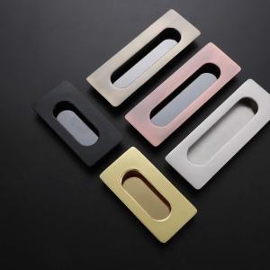 Gold Grooving Sliding By Handle Black Modern Minimalist European Hidden Button Wardrobe Sliding By Handle FurnitureSolid