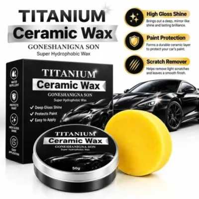 Effective Ceramic Car Wax 100g Premium Auto Polishing Coating Hydrophobic Water Repellent High Gloss Shine Paint Protection Carnauba Wax Scratch Care Body Detailer Cleaner with Applicator Sponge Water Repellent High Gloss Shine Paint Protection