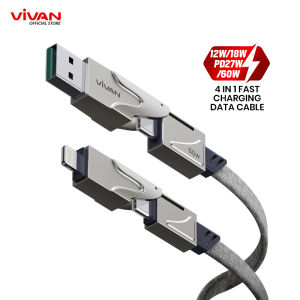 VIVAN VYF120 Kabel Data 4 IN 1 USB A Type C Lightning Cable Fast Charging 6A 60W 120CM - GARANSI RESMI 1 TAHUN