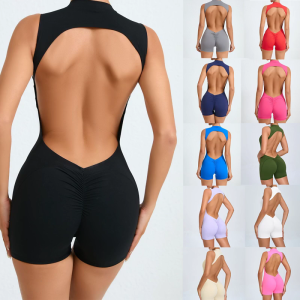 Women Backless Rompers Sports Jumpsuit Comfortable Fitness Bodysuit Breathable Workout Rompers for Fitness Enthusiasts
