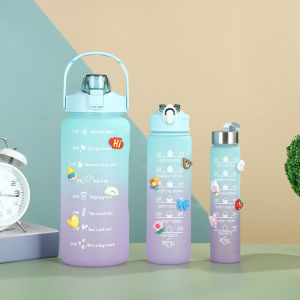 Set 3 Bình Nước Nhắc Nhở Dung Tích 2000ml 900ml và 400ml Tiện Lợi 3 in 1