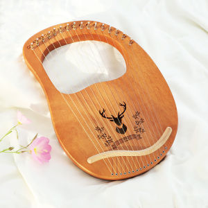 O-KAY 16/19 String Wooden Lyre Harp Resonance Box String Instrument with Tuning Wrench 3pcs Picks