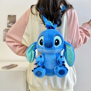 WUSHUWUJI PP Cotton Stitch Plush Backpack Versatile Cartoon Stitch Plush Doll Knapsack Soft Fluffy Anime Doll Shoulder Bag Kid