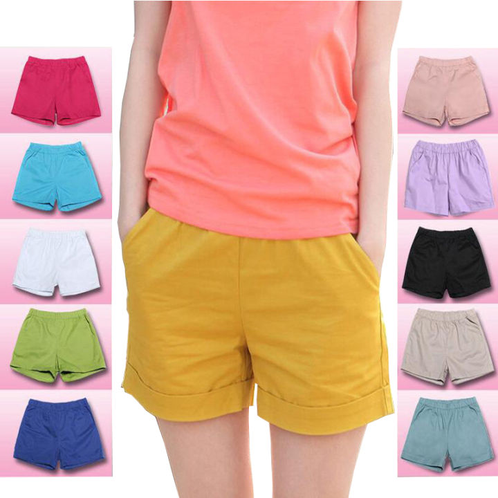 Ready Stock 2024 solid color Women's shorts Summer Beach shorts female  loose cotton casual shorts plus size Korean Ladies Short