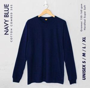 Kaos Polos Ney Panjang RIB Pria/Wanita Catton Combet 30s