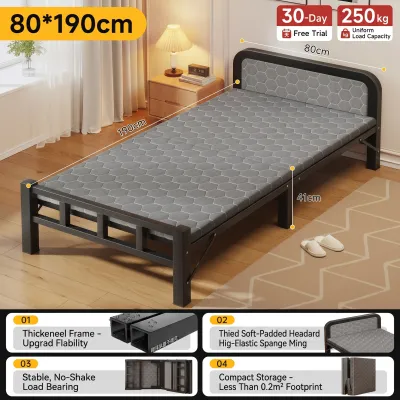 Folding Bed 80/90/120CM Portable Metal Bed Frame Single/Double Bed Bedroom Office Lunch Break Bed Foldable Bed With Foam