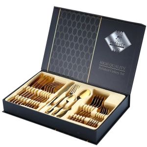 🇸🇬🔥SG STOCK🔥 High quality 24 PCS Stainless Steel Cutlery Set High Quality Flatware Set With Gift Box