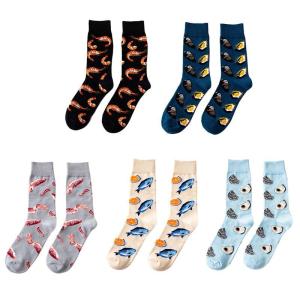 Men Women Seafood Series Cotton Crew Socks Shrimp Squid Oysters Harajuku Hosiery
