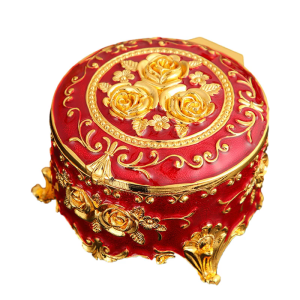 Vintage Enamel Storage Box Elegant Desktop Organiser For Rings Earrings Necklaces with Secure Closure