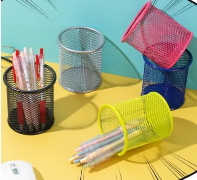 Tempat Pulpen Jaring Besi / Pen Stand Bulat Stainless Steel / Desk Set / Tempat Pensil Besi / Pen Holder DTMPS02