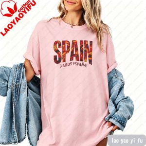 Spanish Letter Printt Shirt Fashion Spanish Letter Print Women Clothes O-neck Short Sleeve Tops Comfort Breathe Vacation Tees