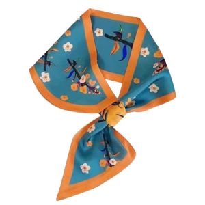 FUDESHE ตัวยึดสแนป ผ้าพันคอไหมไหม เอี๊ยมแบบบาง ครีมกันแดดป้องกันแสงแดด ที่อุ่นคอ แฟชั่นสำหรับผู้หญิง ปกคอ ใบไม้ผลิใบไม้ร่วง