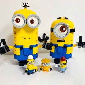 Legao playing small yellow people building blocks big eyes cute assembled building block model toy birthday gift