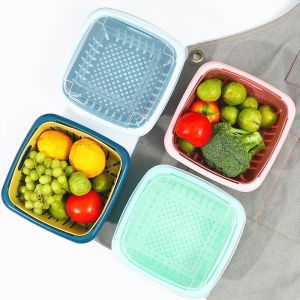 2In1 Double Layer Storage Container/Drain Washing Vegetable Fruit Basket Colander Box/Bekas Cuci Sayur [Ready-Stock]