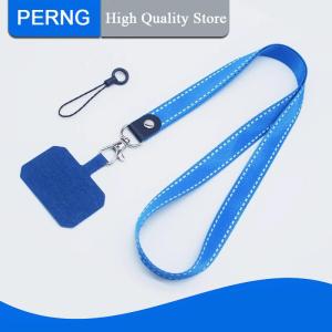 [PERNG] Tehe Crossbody Cell Phone Hanging Lanyard Adjustable Neck Strap With Universal Clip Gasket Anti-lost Mobile Phone Lanyards