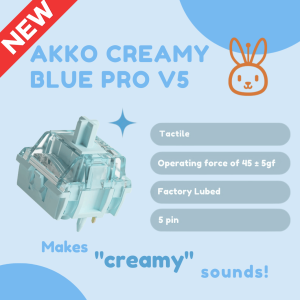⚡[Local Seller/INSTOCK]⚡ AKKO Creamy Blue Pro V5 Creamy Thocky Tactile Switches Custom Mechanical Keyboard Hotswap | 1 qty = 5 switches