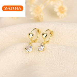 916 original gold Zircon Drop Love Heart Hoop Earrings for women gift