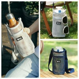DYJKOUG Mesh Crossbody Bag Water Bottle Cover Mobile Phone Bag Cup Sleeve Pouch Mesh Water Cup Bag Protective Portable Water Bottle Holder Outdoor