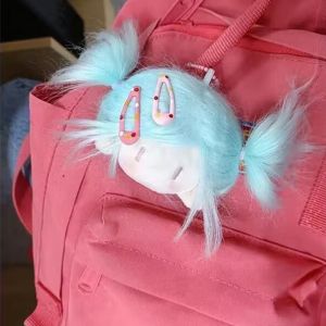 Kawaii Plush Doll Head Keychain Plush Keyring for Girl Handbag Party Cotton Doll Pendant