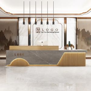 FFBH Modern Beauty Salon Reception Counter Japanese Style Design Front Desk for Restaurant Hotel Company & Foot Spa Furniture FYRD J6H9P