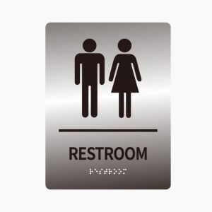FOUNDTWO Acrylic Braille Restroom Sign Self Adhesive Wall Mounted Restroom Guide Sleek Finish Removable Toilet Mark Public Toilets
