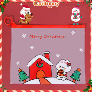Tempat Pensil Natal Transparan / Zipper Pouch / Ziplock Plastik Lucu Imut Christmas Kelinci Bear