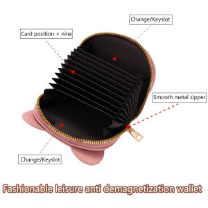 Minwen Business Card Holder Female Cow Leather Credit Card Wallet Elephant Pattern Zipper Change Small Bag Women Bank Credit Card Case