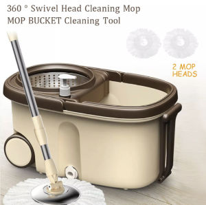 [READY STOCK FAST DELIVERY] 360 Rotary Spin Mop Set / Easy Washing and Dry / Stainless Steel Bucket / 2PCS / 5PCS of Microfiber  Mop Heads