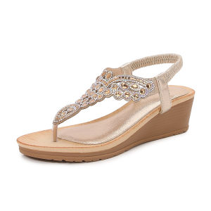 FE2026Ladies shoes Bohemian New Fashion Rhinestone Sandals Korean Style Platform Wedge Womens Shoes