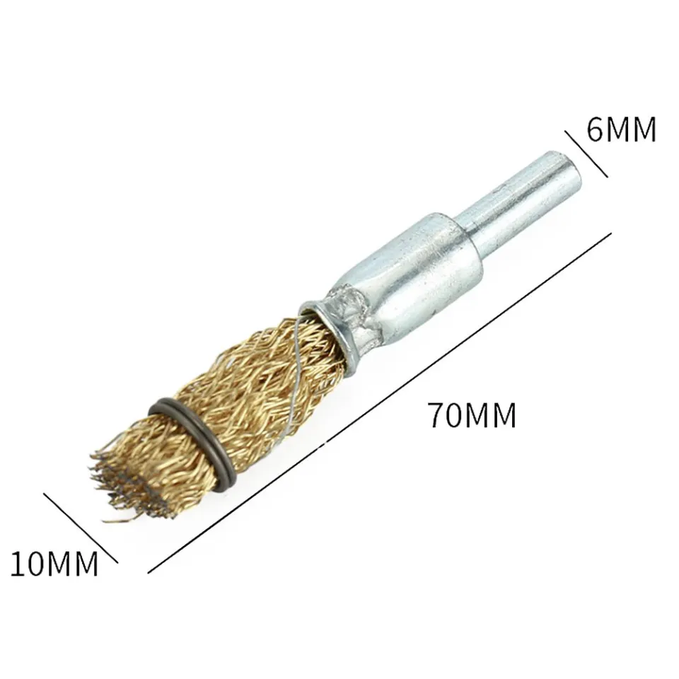 1PCS Wire Wheel Brush 6mm Shank Copper Plating Stainless Steel Wire Wheel  Brushes Grinder Rotary Tool