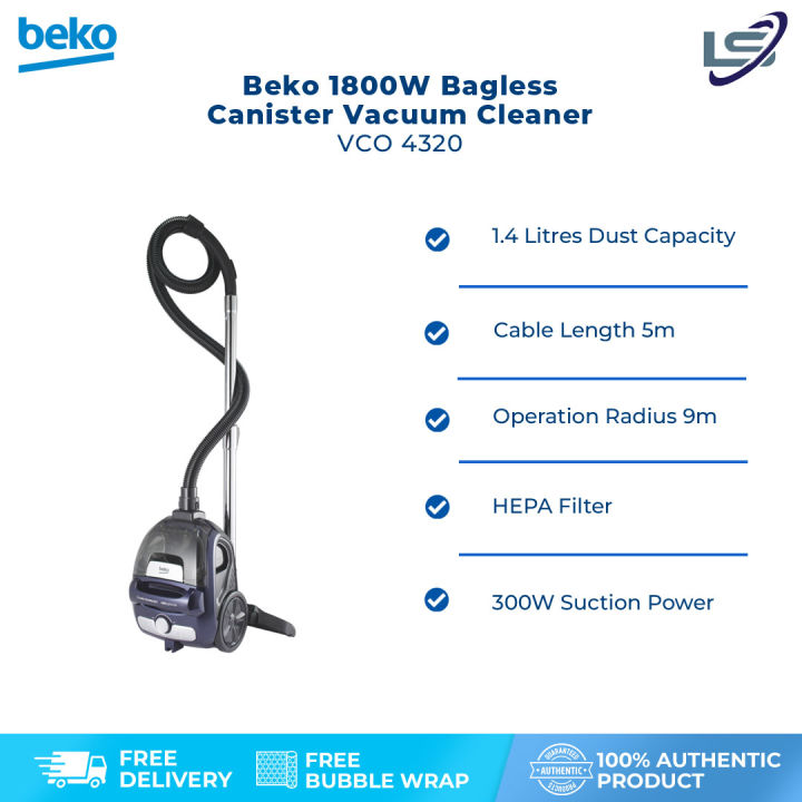 BEKO 1800W Bagless Canister Vacuum Cleaner VCO 4320 WR Hepa Filter