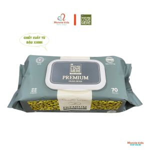 Khăn ướt cho bé Nature Love Mere Premium 70 tờ khăn giấy chiết xuất từ đậu xanh - Monnie Kids