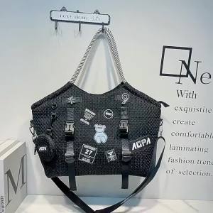 New casual large bag waterproof nylon mesh shoulder bag simple tote bag large capacity gym luggage mommy bag