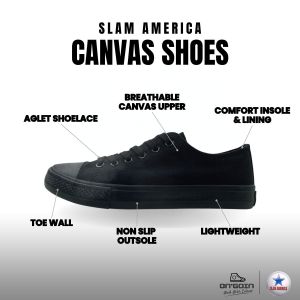 Slam America Canvas Basic Black School Shoes Size 34-46 Kasut Canvas Sekolah Hitam From Shoe Factory Malaysia