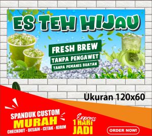Banner ES TEH HIJAU SPANDUK ES TEH HIJAU ukuran 120x60cm