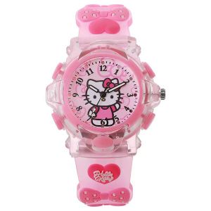 Cute 3D Silicone Strap Cartoon Kids Watch Sanrio Kuromi Cinnamoroll Analog Quartz Wrist Watch with flashing light for Girls
