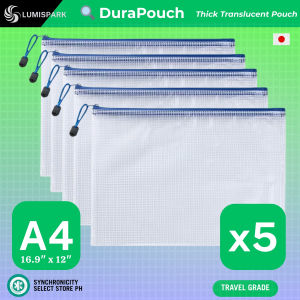 LUMISPARK DuraPouch Mesh Zipper Pouches A4 29.7 x 21 cm - Waterproof PVC Storage Bags for School Supplies Office Essentials Travel Accessories and Organizing Puzzles & Games Large Zippered Pouches for Organizing Small Items Office Supplies Travel