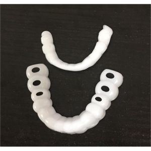 yoyo 2Pcs Silicone Simulation Upper Bottom Teeth Denture Whitening Fake Tooth Cover