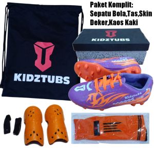KIDZTUBS Sepatu Bola Anak Paket Komplit Sepatu Bola Tas Skin Deker Kaos Kaki Usia 6-10 Tahun Size 28 29 30 31 32 33 34 35 36 37 KDZ1809122324
