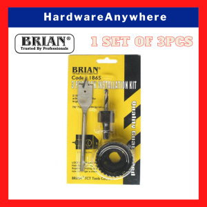 Lock Installation Kit - Hole Saw (54mm) Flat Drill Bit (22mm) and Hole Saw Mandrel