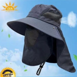 Outdoor Visors cap Sun Hat Men women Detachable Big Eaves UV Protection Fishing Hat Face cover shawl